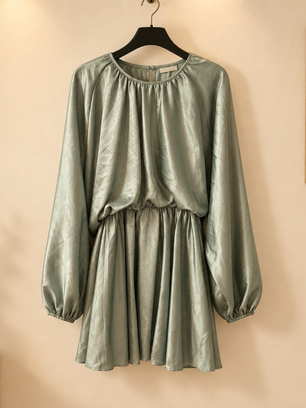 MARBLE Sage Green Long-Sleeve Satin Mini Dress